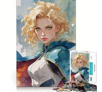 Jigsaw Puzzles 1000 Blonde Woman in Blue Cape Seamless Edge Play, Thinking Fun Game, Idle Fun Time, Xmas Art Gift (38x52cm)