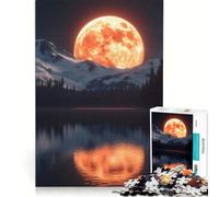 Jigsaw Puzzles 1000 Blood Moon Over Mountains, DIY Toys, Family Activities, with Fully Interlocking Randomly Shaped Pieces 38x52cm