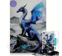 Jigsaw Puzzles 1000 Blue Dragon on Mountain Peak Seamless Edge Play, Thinking Fun Game, Idle Fun Time, Xmas Art Gift (50x75cm)