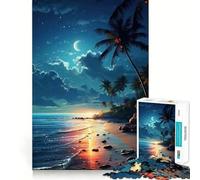 Jigsaw Puzzles 1000 Blue Ocean Night Sky Seamless Edge Play, Thinking Fun Game, Idle Fun Time, Xmas Art Gift (38x52cm)