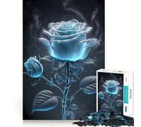 Jigsaw Puzzles 1000 Blue Rose Seamless Edge Play, Thinking Fun Game, Idle Fun Time, Xmas Art Gift (38x26cm)
