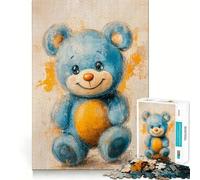 Jigsaw Puzzles 1000 Blue Teddy Joy Seamless Edge Play, Thinking Fun Game, Idle Fun Time, Xmas Art Gift (38x26cm)
