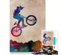 Jigsaw Puzzles 1000 BMX Rider Silhouette Seamless Edge Play, Thinking Fun Game, Idle Fun Time, Xmas Art Gift (38x52cm)