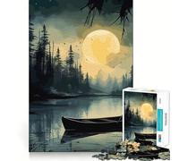 Jigsaw Puzzles 1000 Boat In The Night Seamless Edge Play, Thinking Fun Game, Idle Fun Time, Xmas Art Gift (38x26cm)