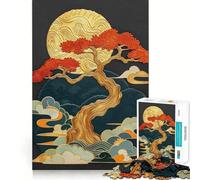 Jigsaw Puzzles 1000 Bonsai Tree Over Gold Moon Seamless Edge Play, Thinking Fun Game, Idle Fun Time, Xmas Art Gift (50x75cm)