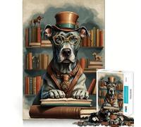 Jigsaw Puzzles 1000 Book Smart Great Dane Dog Seamless Edge Play, Thinking Fun Game, Idle Fun Time, Xmas Art Gift (38x52cm)