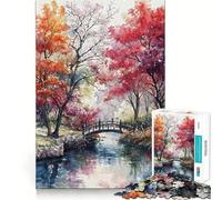 Jigsaw Puzzles 1000 Bridge to Fall Accurate Cut Art Mental Skill Game Easy Play Game Xmas Art Gift (38x26cm)