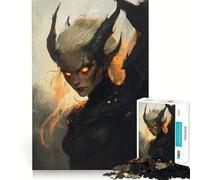 Jigsaw Puzzles 1000 Bringer of Twilight’s Blessing, Demoness with Fiery Eyes Accurate Cut Art Mental Skill Game Easy Play Game Xmas Art Gift (38x52cm)