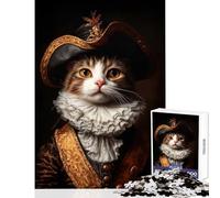 Jigsaw Puzzles 1000 Cat in A Tri-Cornered Hat Jigsaw Puzzles for Adults Difficult Challenge Help The Brain Exercise Christmas Birthday Gifts (38x52cm)