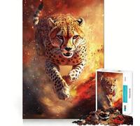 Jigsaw Puzzles 1000 Cheetah in Motion- Accurate Cut Art Mental Skill Game Easy Play Game Xmas Art Gift (38x52cm)