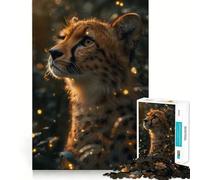 Jigsaw Puzzles 1000 Cheetah Sparks Accurate Cut Art Mental Skill Game Easy Play Game Xmas Art Gift (38x26cm)