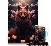 Jigsaw Puzzles 1000 Cherry Blossom Wolf Animal Accurate Cut Art Mental Skill Game Easy Play Game Xmas Art Gift (38x52cm)
