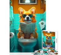 Jigsaw Puzzles 1000 Corgi Reading on Toilet Jigsaw Puzzles for Adults Difficult Challenge Help The Brain Exercise Christmas Birthday Gifts (38x52cm)