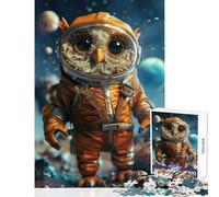 Jigsaw Puzzles 1000 Cute Space Owl Astronaut Jigsaw for Teenagers Staycation Kill Time Challenging To Complete Stress Reduction Gifts (38x52cm)