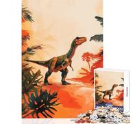 Jigsaw Puzzles 1000 Dinosaur in Jungle Illustration Jigsaw Puzzles for Adults Difficult Challenge Help The Brain Exercise Christmas Birthday Gifts (38x26cm)