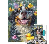 Jigsaw Puzzles 1000 Doggy Bubble Bath Fun Jigsaw for Teenagers Staycation Kill Time Challenging To Complete Stress Reduction Gifts (Size 38x52cm)