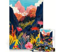 Jigsaw Puzzles 1000 Dolomites Mountain Valley Flowers Italy Smooth Joint Fun Brain Teaser Gift Easy Time Play Birthday Mind Gift (38x26cm)