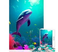 Jigsaw Puzzles 1000 Dolphin Coral Dive Jigsaw Puzzles for Adults Difficult Challenge Help The Brain Exercise Christmas Birthday Gifts (38x26cm)