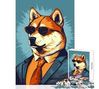 Jigsaw Puzzles 1000 Dope Shiba Inu Dog Jigsaw for Teenagers Staycation Kill Time Challenging To Complete Stress Reduction Gifts (38x52cm)
