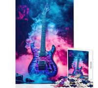 Jigsaw Puzzles 1000 Electric Guitar in Smoke Jigsaw Puzzles for Adults Difficult Challenge Help The Brain Exercise Christmas Birthday Gifts (38x52cm)