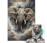 Jigsaw Puzzles 1000 Elephant Majesty Jigsaw Puzzles for Adults Difficult Challenge Help The Brain Exercise Christmas Birthday Gifts (Size 50x75cm)