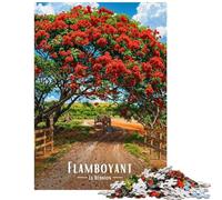 Jigsaw Puzzles 1000 Flamboyant Tree in La Reunion Jigsaw Puzzles for Adults Difficult Challenge Help The Brain Exercise Christmas Birthday Gifts (38x26cm/1000pcs)