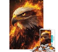 Jigsaw Puzzles 1000 Flaming Eagle Majesty Jigsaw Puzzles for Adults Difficult Challenge Help The Brain Exercise Christmas Birthday Gifts (Size 38x26cm)