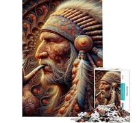 Jigsaw Puzzles 1000 Fractal Chiefs Awakening Jigsaw Puzzles for Adults Difficult Challenge Help The Brain Exercise Christmas Birthday Gifts (Size 38x26cm)