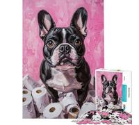 Jigsaw Puzzles 1000 French Bulldog Amid Rolls Jigsaw for Teenagers Staycation Kill Time Challenging To Complete Stress Reduction Gifts (Size 38x26cm)