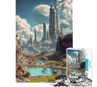 Jigsaw Puzzles 1000 Futuristic Cityscape with Alien Planets Puzzles for Adults Anti-Stress Toys But Fun And Humorous Deal As Gifts for The Whole Family (Size 38x26cm)