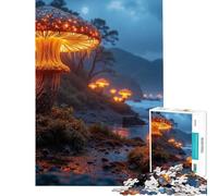 Jigsaw Puzzles 1000 Glowing Mushroom Landscape at Dusk Puzzles for Adults Anti-Stress Toys But Fun And Humorous Deal As Gifts for The Whole Family (Size 75x50cm)