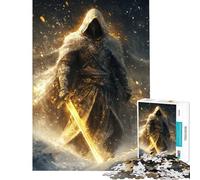 Jigsaw Puzzles 1000 Golden Blade Warrior Jigsaw Puzzles for Adults Difficult Challenge Help The Brain Exercise Christmas Birthday Gifts (Size 50x75cm)