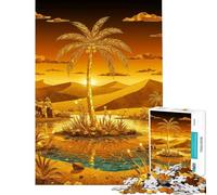 Jigsaw Puzzles 1000 Golden Oasis Sunset Puzzles for Adults Anti-Stress Toys But Fun And Humorous Deal As Gifts for The Whole Family (Size 38x26cm)