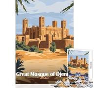 Jigsaw Puzzles 1000 Great Mosque of Djenné, Mali Jigsaw Puzzles for Adults Difficult Challenge Help The Brain Exercise Christmas Birthday Gifts (50x75cm)