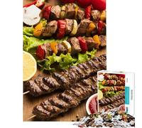 Jigsaw Puzzles 1000 Grilled Meat Skewers Fun Activities at Home Tough Challenge Impossible Game for And from 14 Years And over (50x75cm)