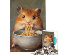 Jigsaw Puzzles 1000 Hamster's Noodle Feast Jigsaw Puzzles for Adults Difficult Challenge Help The Brain Exercise Christmas Birthday Gifts (Size 38x26cm)