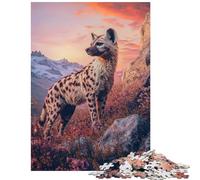Jigsaw Puzzles 1000 Hyena in Sunset Glow Jigsaw for Teenagers Staycation Kill Time Challenging To Complete Stress Reduction Gifts (38x52cm/1000pcs)