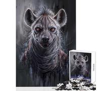 Jigsaw Puzzles 1000 Hyena Portrait with Intense Gaze Jigsaw for Teenagers Staycation Kill Time Challenging To Complete Stress Reduction Gifts (38x26cm)