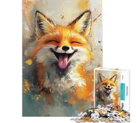 Jigsaw Puzzles 1000 Joyful Fox Smile Jigsaw for Teenagers Staycation Kill Time Challenging To Complete Stress Reduction Gifts (Size 50x75cm)