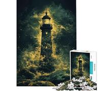 Jigsaw Puzzles 1000 Lighthouse in Storm Help The Brain Exercise Family Activities Practical Game for 14+ Puzzle Game Offered (50x75cm)