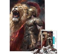 Jigsaw Puzzles 1000 Lion And Warrior Epic Clash Jigsaw Puzzles for Adults Difficult Challenge Help The Brain Exercise Christmas Birthday Gifts (Size 38x52cm)