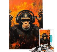 Jigsaw Puzzles 1000 Monkey Beats Jigsaw Puzzles for Adults Difficult Challenge Help The Brain Exercise Christmas Birthday Gifts (Size 50x75cm)