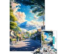 Jigsaw Puzzles 1000 Mount Fuji Village Scene Jigsaw Puzzles for Adults Difficult Challenge Help The Brain Exercise Christmas Birthday Gifts (Size 50x75cm)