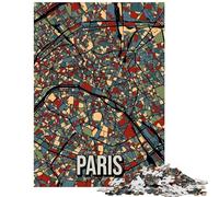 Jigsaw Puzzles 1000 Paris Retro City Map Jigsaw Puzzles for Adults Difficult Challenge Help The Brain Exercise Christmas Birthday Gifts (75x50cm/1000pcs)