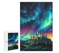 Jigsaw Puzzles 1000 PCS Aurora Borealis And Castle Teenagers Puzzles Relax Games Difficult Challenge Unique Birthday And Xmas Gifts 1000 PCS