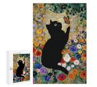Jigsaw Puzzles 1000 PCS Black Cat Butterfly Garden Jigsaw for Teenagers Improve Memory Difficult And Challenge Brainteaser Family Games 1000 PCS