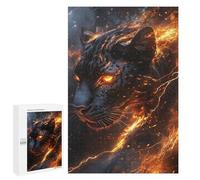 Jigsaw Puzzles 1000 PCS Black Panther with Fiery Eyes Jigsaw for Teenagers Improve Memory Difficult And Challenge Brainteaser Family Games 1000 PCS