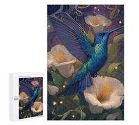 Jigsaw Puzzles 1000 PCS Blue Hummingbird in Flowers Jigsaws for Adults Puzzle Pattern Assembly Educational Challenge Birthday And Unique Gifts 1000 PCS