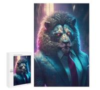 Jigsaw Puzzles 1000 PCS Boss Lion in Suit Teenagers Puzzles Relax Games Difficult Challenge Unique Birthday And Xmas Gifts 1000 PCS
