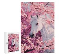 Jigsaw Puzzles 1000 PCS Cherry Blossom Horse Art Print Jigsaws for Adults Puzzle Pattern Assembly Educational Challenge Birthday And Unique Gifts 1000 PCS